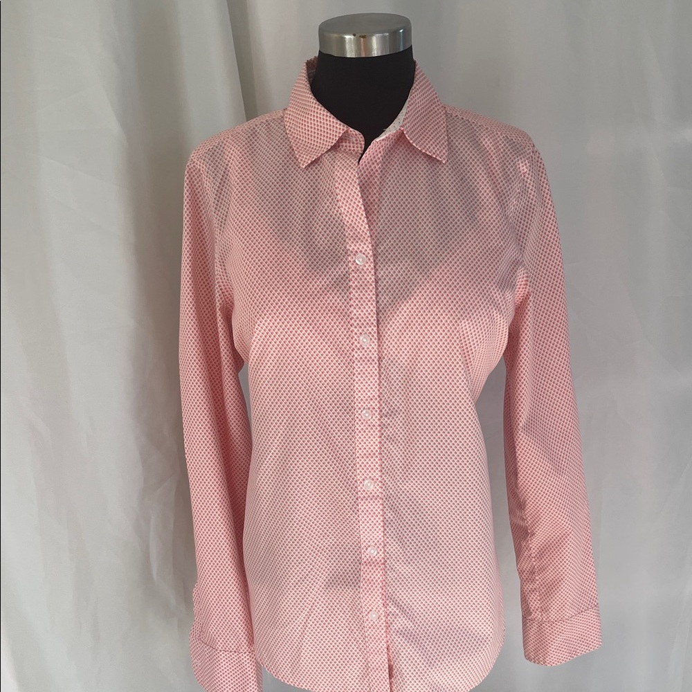 Pink and Orange Button down tiny Floral pattern Shirt by George size Medium